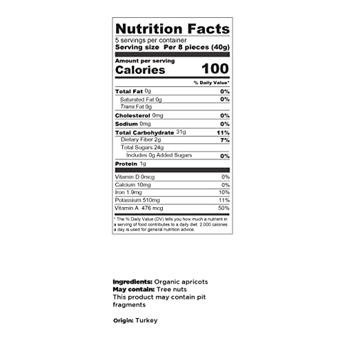 ELAN Organic Sun-Dried Apricots 8 Pack, 56.8 Oz, Non-GMO, Vegan,...