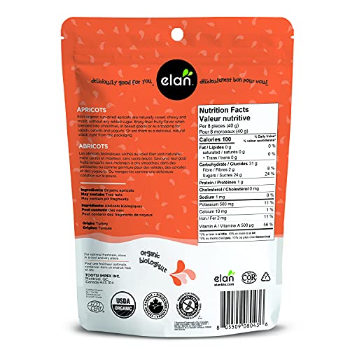ELAN Organic Sun-Dried Apricots 8 Pack, 56.8 Oz, Non-GMO, Vegan,...