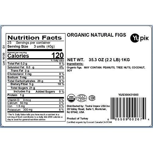 Yupik Figs, Organic Dried Natural Turkish, 2.2 Lb