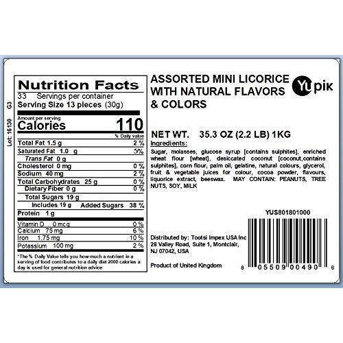 Yupik Mini Licorice Allsorts With Natural Flavoring, 2.2 Pound