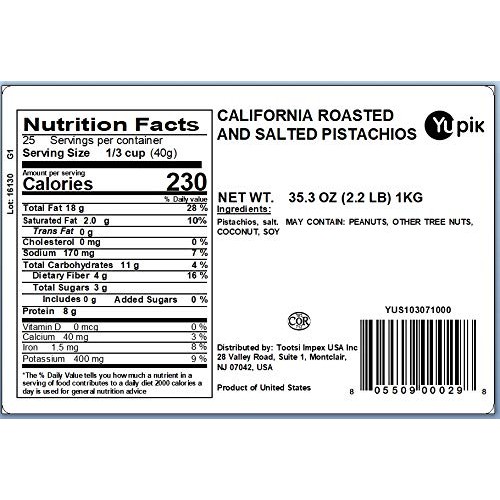 Yupik Nuts California Roasted &Amp; Salted Pistachios, 2.2 Lb