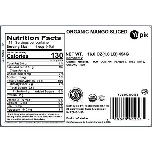 Yupik Organic Dried Sliced Mango, 1 Lb