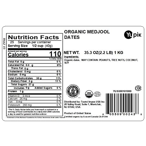Yupik Organic Dry Fruits, Medjool Dates, 2.2 lb, Non-GMO, Vegan,...