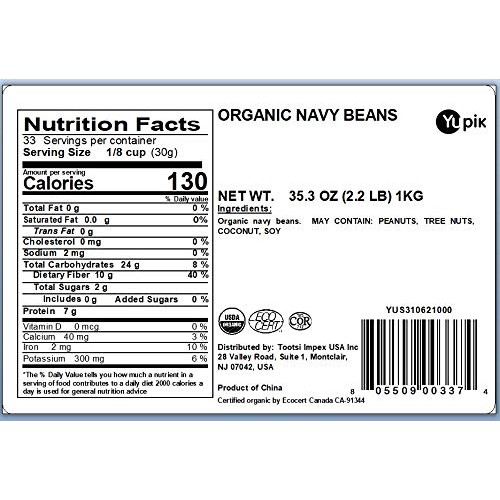 Yupik Organic Navy Beans, 2.2 Pound