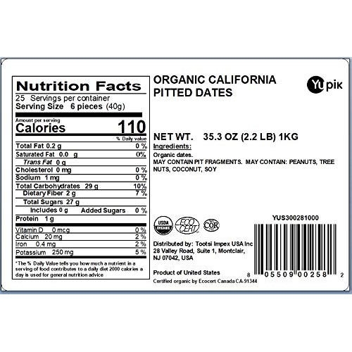 Yupik Organic Pitted Dates, 2.2 lb