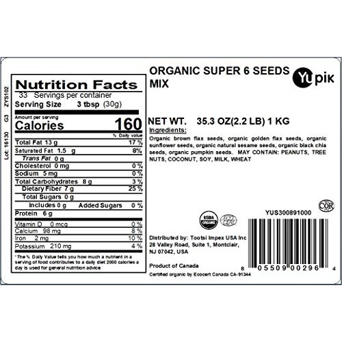 Yupik Organic Super 6 Seeds Mix, 2.2 Pound