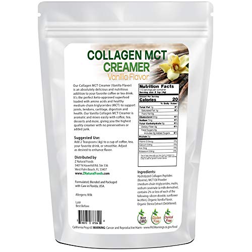 Collagen Mct Oil Creamer - Vanilla Flavor - For Coffee, Tea, Sha