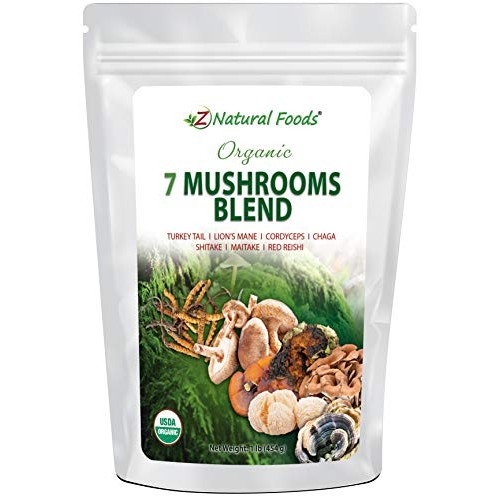 Z Natural Foods Organic 7 Mushroom Supplement with Lion’s Mane, ...
