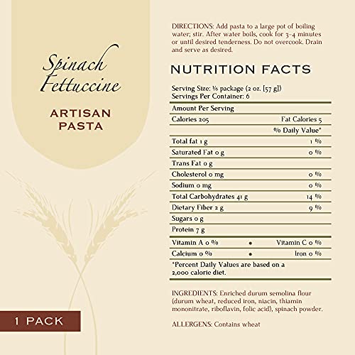 Zpasta Spinach Fettuccine - Bronze Cut Artisan Pasta 12 Oz