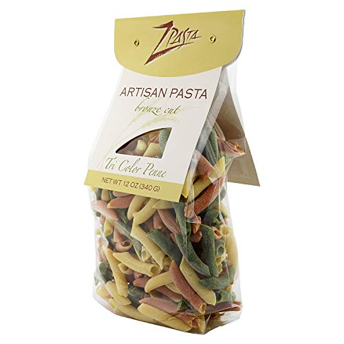 Zpasta Tri Color Penne - Bronze Cut Artisan Pasta 12 Oz 2 Pack