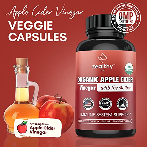 Apple Cider Vinegar with The Mother Supplement, 1200mg Apple Cid...