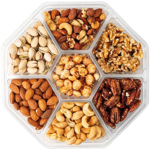 Holiday Nuts Gift Baskets For Families, 7 Variety Christmas Gift
