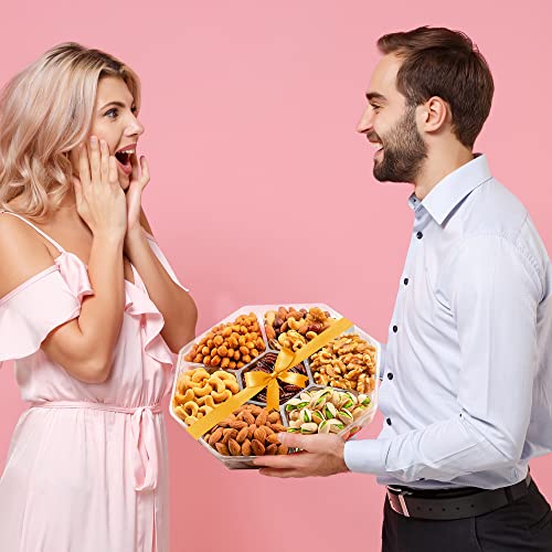 Holiday Nuts Gift Baskets For Families, 7 Variety Christmas Gift