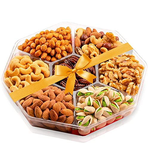Holiday Nuts Gift Baskets For Families, 7 Variety Christmas Gift