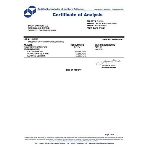 Zaran Saffron, Superior Saffron Threads Premium All-Red Saffro