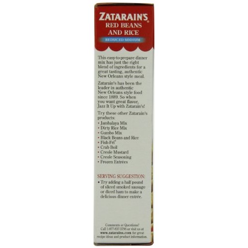 Zatarains Reduced Sodium Red Beans &Amp; Rice Mix, 8 Oz Pack Of 6