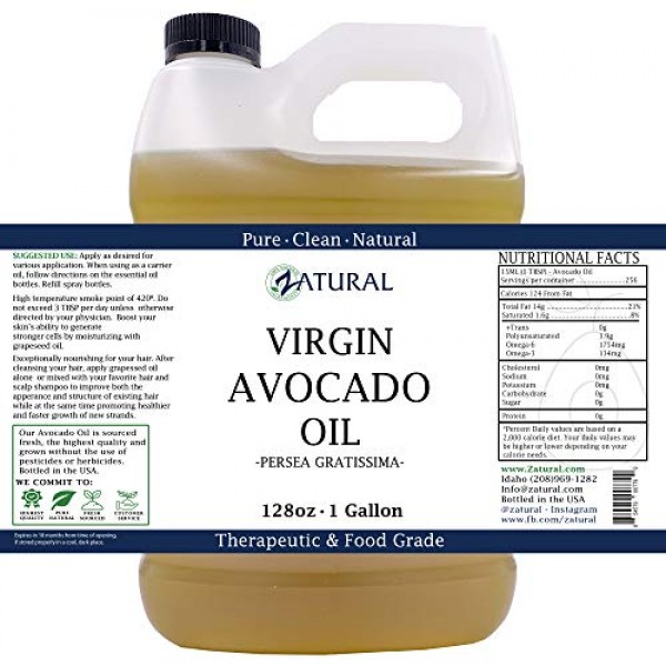 Zatural Virgin 100% Pure Natural Avocado Oil Without Additives,