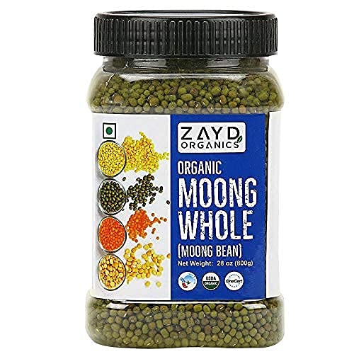 Zayd Organics Moong Whole, Green Mung Beans, Usda Organic, 1.75L
