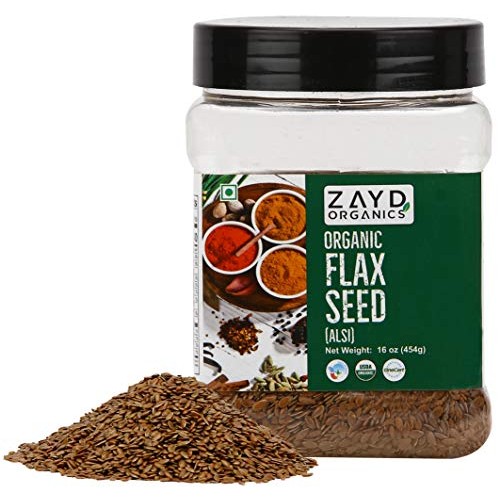 Zayd Organics Flax Seeds, Alsi Whole Linseed, Usda Organic, 16Oz