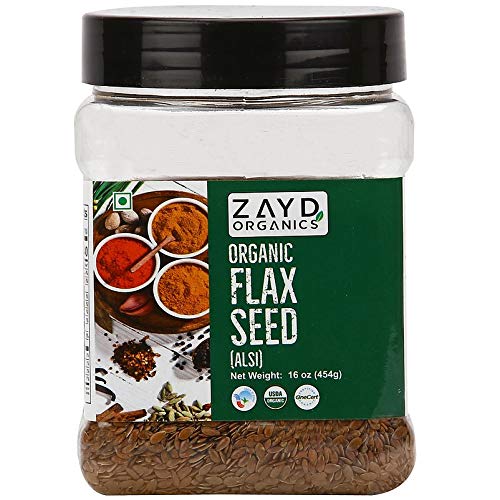 Zayd Organics Flax Seeds, Alsi Whole Linseed, Usda Organic, 16Oz