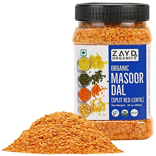 Zayd Organics Masoor Dal, Split Red Lentils, Usda Organic, 1.75L