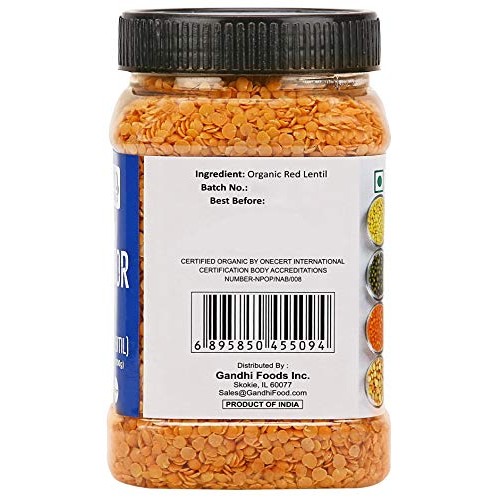 Zayd Organics Masoor Dal, Split Red Lentils, Usda Organic, 1.75L
