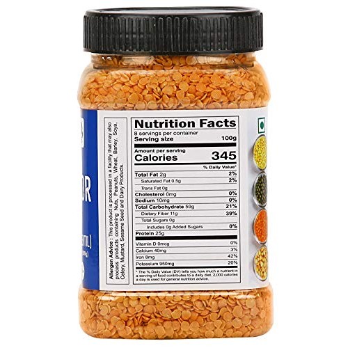Zayd Organics Masoor Dal, Split Red Lentils, Usda Organic, 1.75L