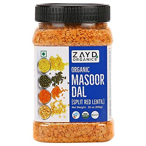 Zayd Organics Masoor Dal, Split Red Lentils, Usda Organic, 1.75L