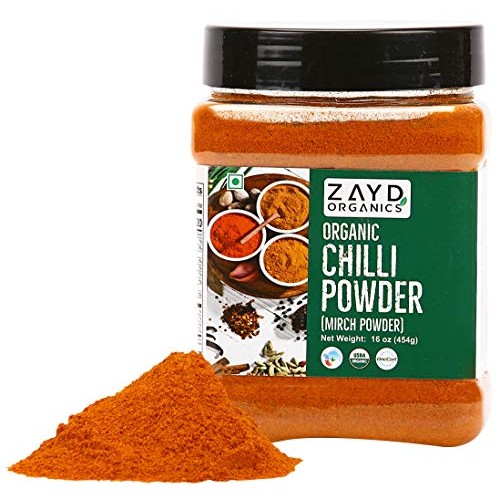 Zayd Organics Red Chili Powder, Hot Chili Ground, Mirchi, Usda O