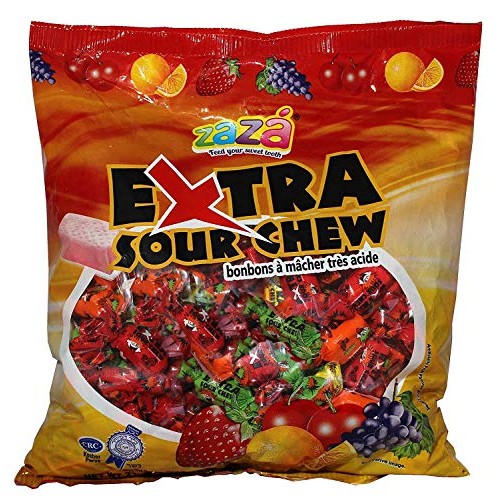 Zaza Extra Sour Kosher Chewy Individual Warped Candy 2 Large Pack