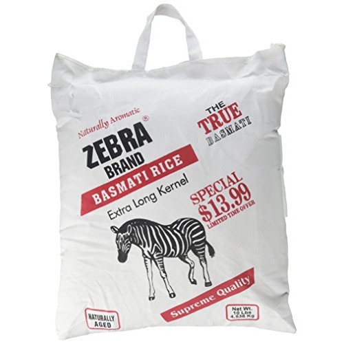 Naturally Aromatic Zebra Basmati Rice Extra Long Kernel 10 Lb Ba