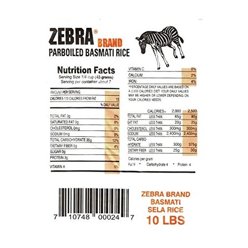 Zebra Basmati Rice Sela - 10 Lbs