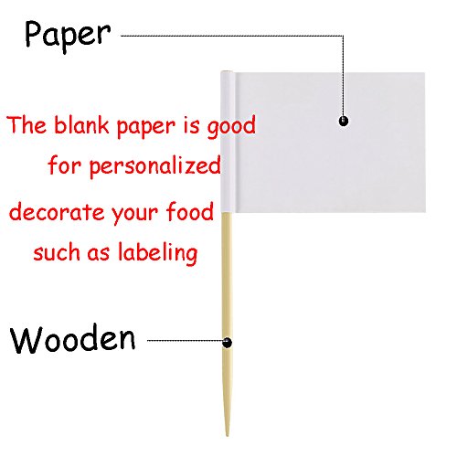 Zehhe Mini Blank White Flag 100Pcs Paper Food Picks Dinner Cake