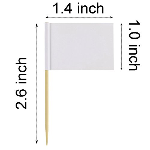 Zehhe Mini Blank White Flag 100Pcs Paper Food Picks Dinner Cake