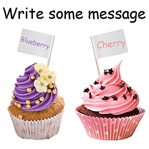 Zehhe Mini Blank White Flag 100Pcs Paper Food Picks Dinner Cake