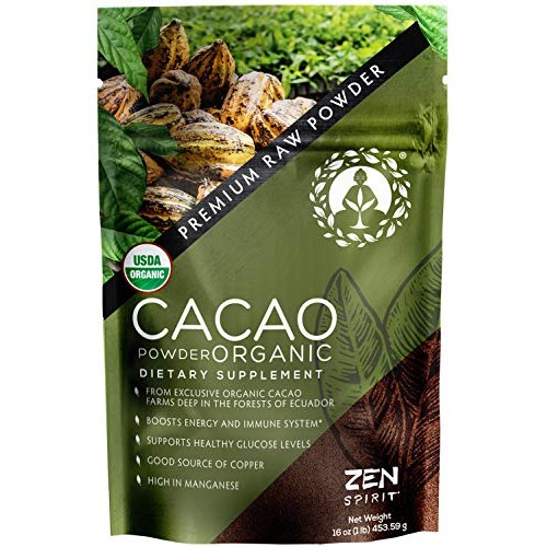 Cacao Powder Organic - 1 Pound - Unsweetened Premium Grade Super