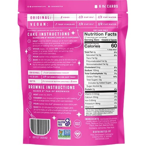 ZenSweet Fudge Brownie & Chocolate Cake Mix - Keto Baking Mix wi...