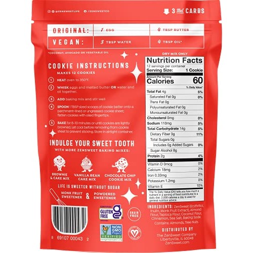 ZenSweet Snickerdoodle Cookie Mix - Keto Cookies with No Sugar A...