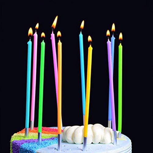 Zerira 30 Count Birthday Cake Candles Long Thin Colorful Cake Ca