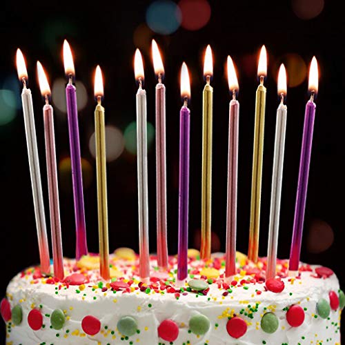 Zerira 30 Count Birthday Cake Candles Long Thin Colorful Cake Ca
