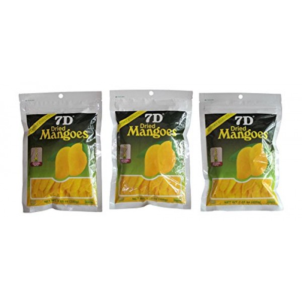 7D Dried Mango Delicious Philippine Dried Mangoes - 3 Big Pack