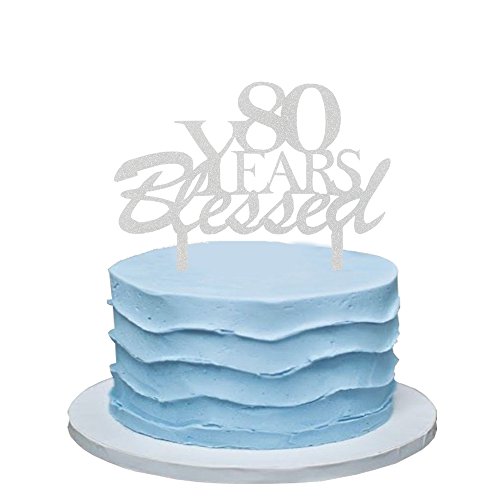 80 Years Blessed Cake Topper, 80Th Birthday Party Decorations, 8