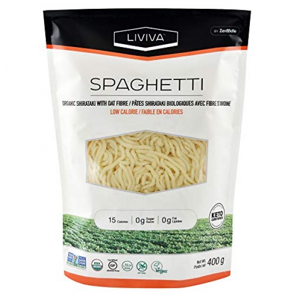 LIVIVA Low Calorie Keto-Certified Organic Shirataki Spaghetti wi...