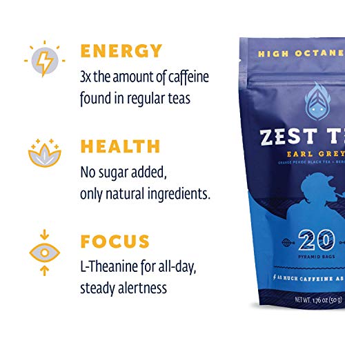 Zest Tea Energy Hot Tea, High Caffeine Blend Natural &Amp; Healthy C