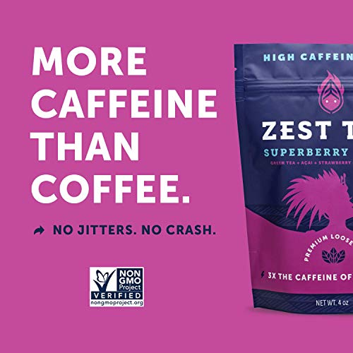 Zest Tea Premium Energy Hot Tea, High Caffeine Blend Natural &Amp; H