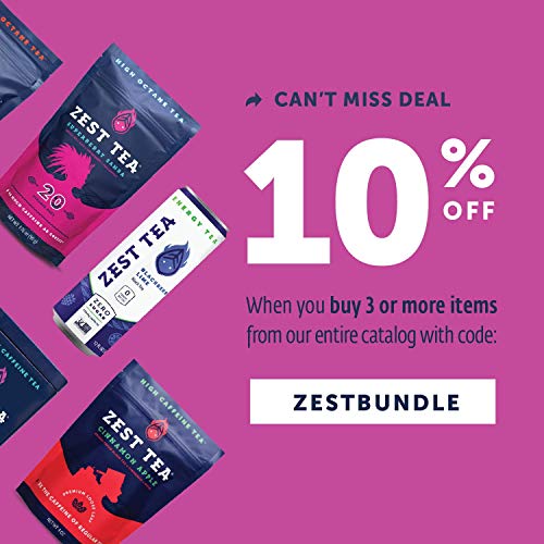Zest Tea Premium Energy Hot Tea, High Caffeine Blend Natural &Amp; H
