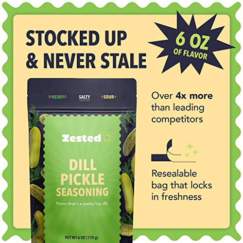 Zested - Dill Pickle Seasoning -Tangy Seasoning with Dill, Garli...