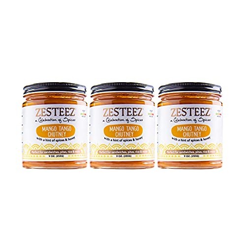 Zesteez Premium Mango Tango Chutney - 9oz Pack of 3 Made in USA