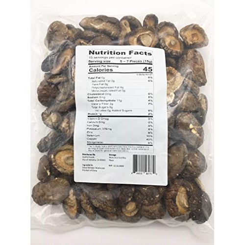 Zestful Foods Dried Shiitake Mushroom, Medium Size, 3-4 Cm, 8 Oz.