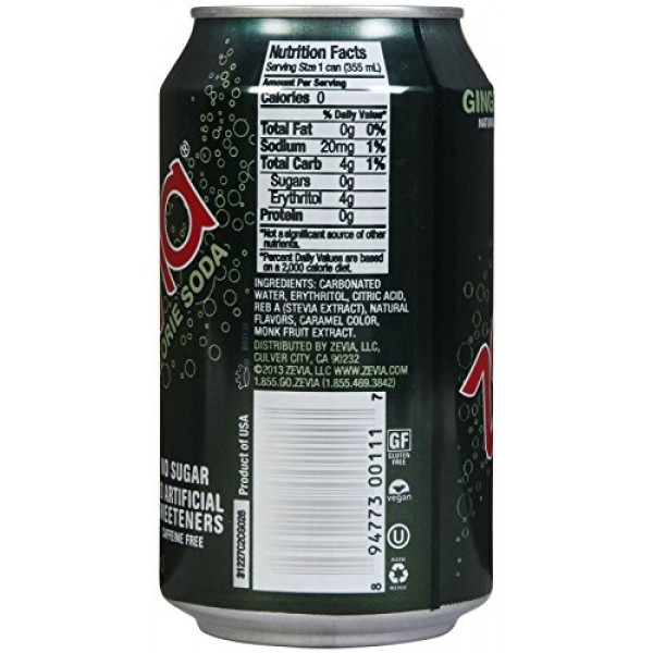 Zevia All Natural Diet Soda - Ginger Ale - 12 Oz - 6 Pk